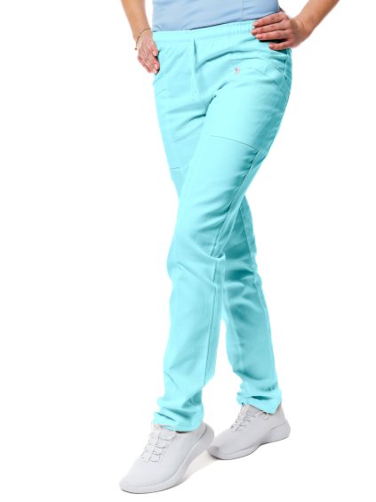 perlicka zdravotnicke nohavice SISI saten svetly tyrkys