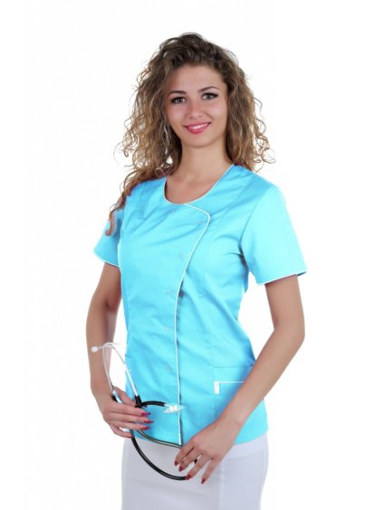 Egészségügyi blúz ELIZABETH Világos türkiz/Fehér