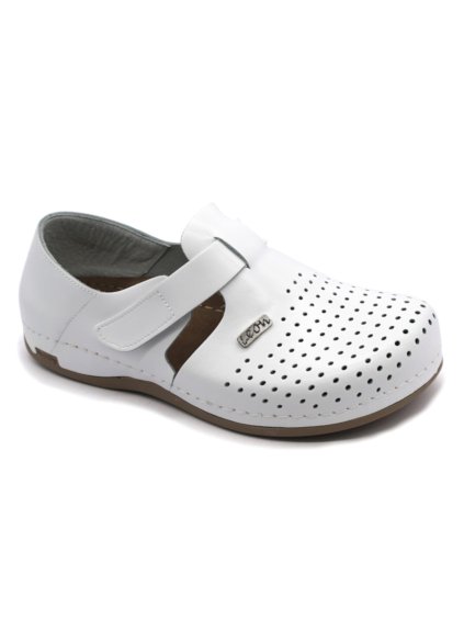 leon 709 panska celokozena zdravotna uzavreta obuv biela 00